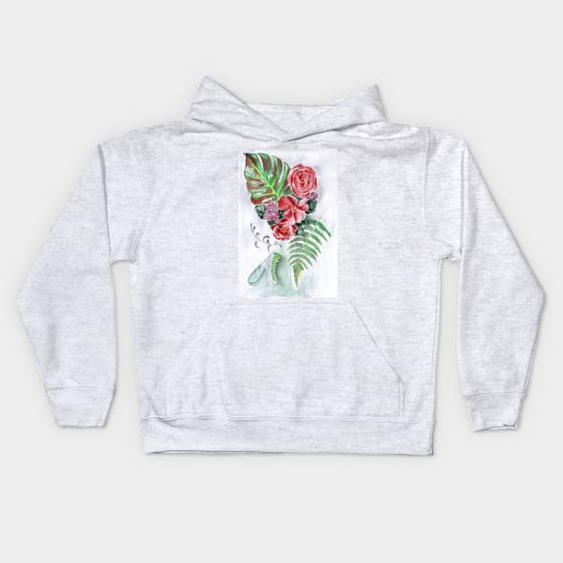 Roses and greens Kids Hoodie by feafox92